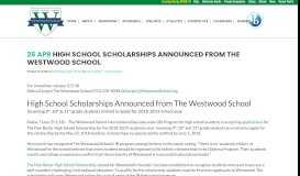 
							         High School Scholarships Announced from The Westwood ... - Dallas								  
							    