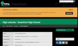 
							         High schools - Greenford High School | Ealing Council								  
							    