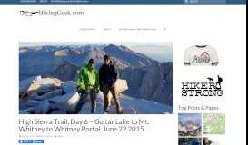 
							         High Sierra Trail, Day 6 – Guitar Lake to Mt. Whitney to Whitney Portal ...								  
							    