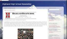 
							         Highland High School Newsletter: Highland 11/20-11/25/17								  
							    