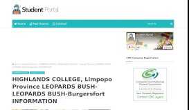 
							         HIGHLANDS COLLEGE, Limpopo Province ... - Student Portal								  
							    