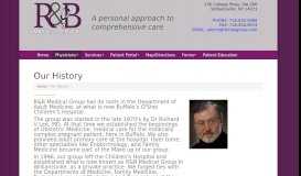 
							         History | R&B Medical Group								  
							    