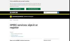 
							         HMRC services: sign in or register: Problems signing in - GOV.UK								  
							    