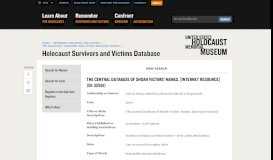 
							         Holocaust Survivors and Victims Database -- The Central Database of ...								  
							    