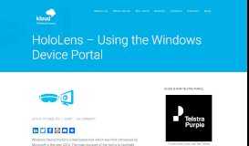 
							         HoloLens – Using the Windows Device Portal - Kloud Blog								  
							    