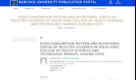 
							         Home - Babcock University Publication Portal								  
							    