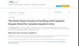 
							         Home Depot EDI Update - New Canada Supplier Dispute Portal								  
							    
