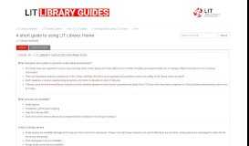 
							         Home - Library Essentials - A short guide to using LIT Library - Library ...								  
							    