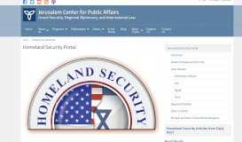 
							         Homeland Security Portal - Jerusalem Center For Public Affairs								  
							    