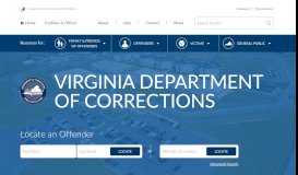 
							         Homepage — Virginia Department of Corrections								  
							    