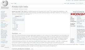 
							         Honda Cars India - Wikipedia								  
							    