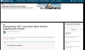 
							         Hong Kong SFC Launches New Online Submission Portal								  
							    