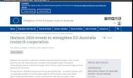 
							         Horizon 2020 events to strengthen EU-Australia research cooperation ...								  
							    