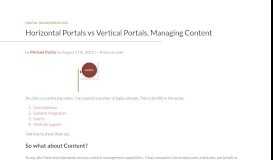
							         Horizontal Portals vs Vertical Portals, Managing Content - Perficient ...								  
							    