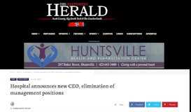 
							         Hospital announces new CEO, elimination of management positions ...								  
							    