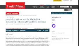 
							         Hospital-Physician Portals: The Role Of Competition In Driving Clinical ...								  
							    