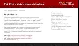 
							         Hospital Policies | USC Office of Ethics and Compliance								  
							    