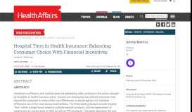 
							         Hospital Tiers In Health Insurance: Balancing Consumer Choice With ...								  
							    