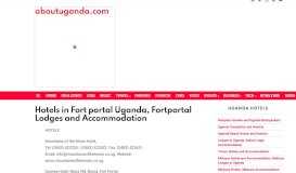 
							         Hotels in Fort portal Uganda, Fortportal Lodges and Accommodation								  
							    