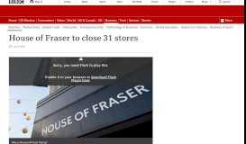 
							         House of Fraser to close 31 stores - BBC News								  
							    