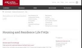 
							         Housing and Residence Life FAQs | Arcadia University								  
							    