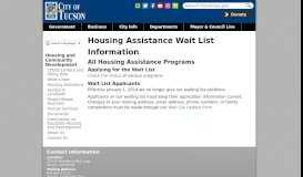 
							         Housing Assistance Wait List Information | Official ... - City of Tucson								  
							    