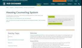 
							         Housing Counseling System - HUD Exchange								  
							    