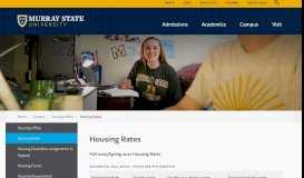 
							         Housing Rates - Murray State University								  
							    