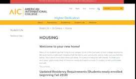 
							         Housing | Student Life | AIC - American International College								  
							    