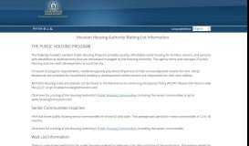 
							         Houston Housing Authority Waiting List Information								  
							    