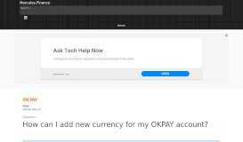 
							         How can I add new currency for my OKPAY account? | FAQ ...								  
							    