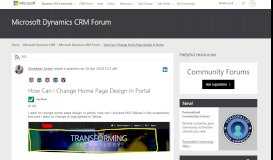 
							         How Can I Change Home Page Design in Portal - Microsoft Dynamics ...								  
							    
