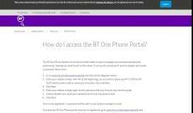 
							         How do I access the BT One Phone Portal? | BT Business								  
							    