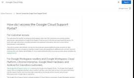 
							         How do I access the Google Cloud Support Portal? - Google Cloud Help								  
							    