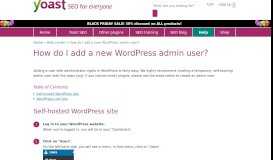
							         How do I add a new WordPress admin user? - Yoast Knowledge Base								  
							    