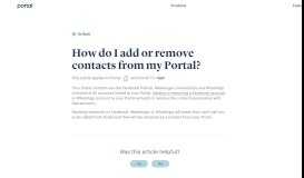
							         How do I add or remove contacts from my Portal? - Facebook Portal								  
							    