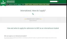 
							         How do I apply? | International Admissions | University of North Texas								  
							    