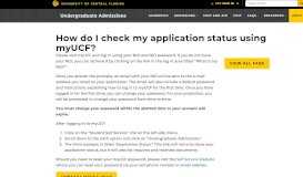 
							         How do I check my application status using myUCF?								  
							    