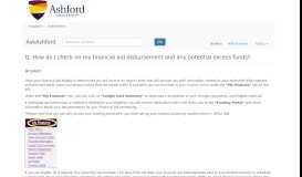 
							         How do I check on my financial aid disbursement ... - Ashford								  
							    