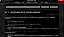 
							         How do I contact Customer Support from the in-game portal?								  
							    