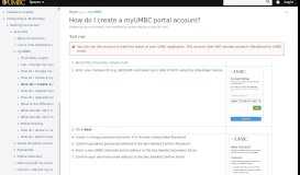 
							         How do I create a myUMBC portal account? - Find Help (FAQs) - UMBC								  
							    