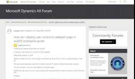 
							         How do I deploy user control to webpart page in ax2012 enterprise ...								  
							    