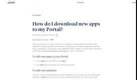 
							         How do I download new apps to my Portal? - Facebook Portal								  
							    
