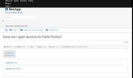 
							         How do I gain access to Field Portal? - NetApp KB								  
							    