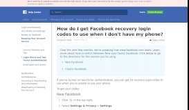 
							         How do I get Facebook recovery login codes to use when I ...								  
							    