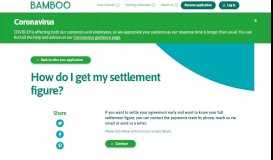 
							         How do I get my settlement figure? Bamboo Loans								  
							    