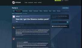 
							         How do I get the Sixence motion pack? :: Portal 2 General Discussions								  
							    