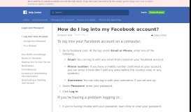 
							         How do I log into my Facebook account? | Facebook Help ...								  
							    