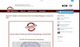 
							         How do I obtain a Construction Site Fire Safety Manager License (S-56)?								  
							    