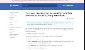 
							         How do I recover an account for another website ... - Facebook								  
							    